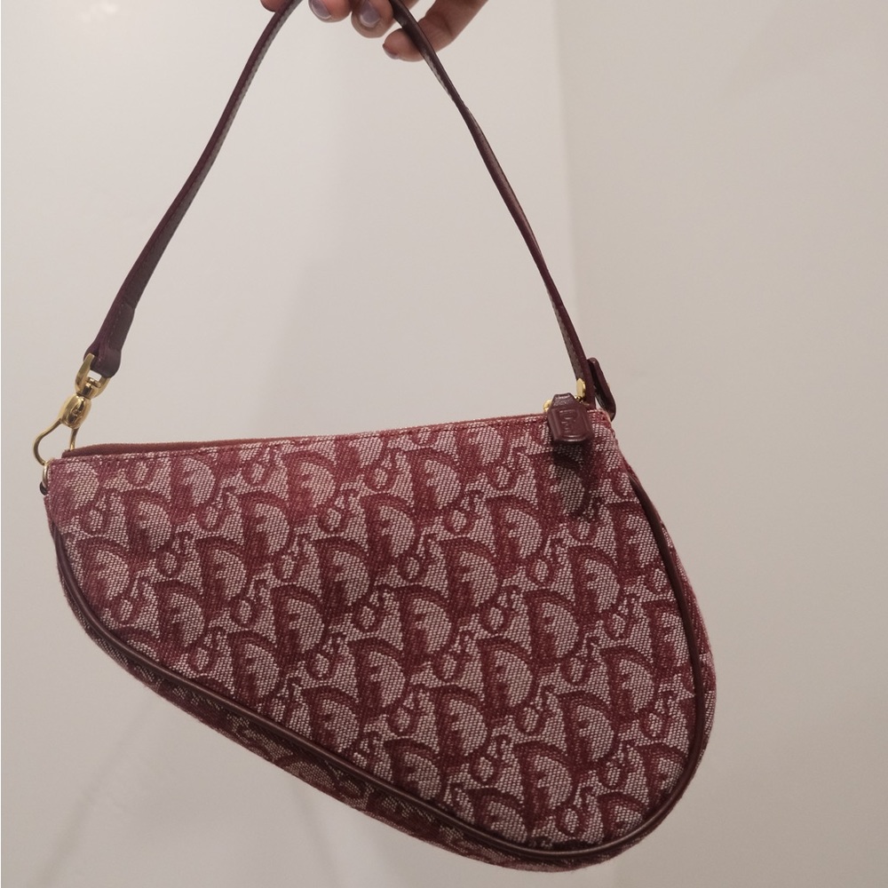 Dior Maroon Monogram Saddle Shoulder Bag - Picture 3 of 11